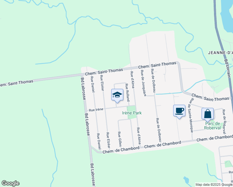 map of restaurants, bars, coffee shops, grocery stores, and more near 1382 Rue Rolland in Gatineau