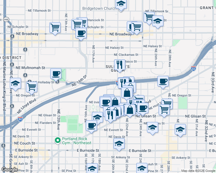 map of restaurants, bars, coffee shops, grocery stores, and more near in Portland