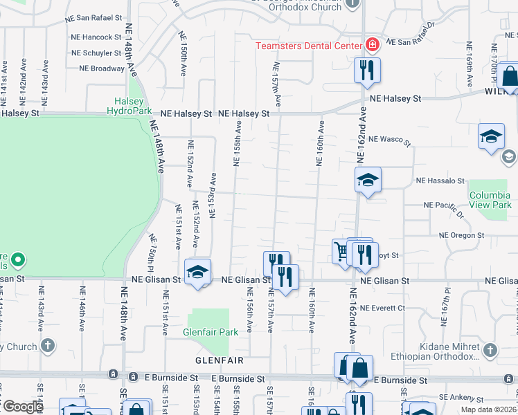 map of restaurants, bars, coffee shops, grocery stores, and more near 911 Northeast 157th Avenue in Portland