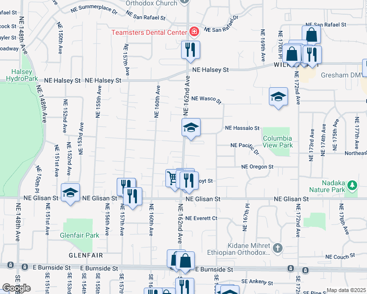 map of restaurants, bars, coffee shops, grocery stores, and more near in Gresham