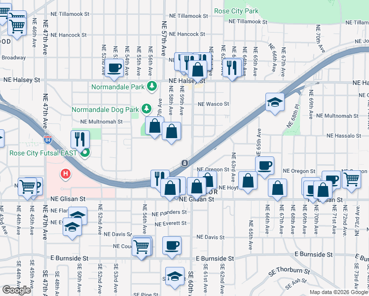 map of restaurants, bars, coffee shops, grocery stores, and more near in Portland