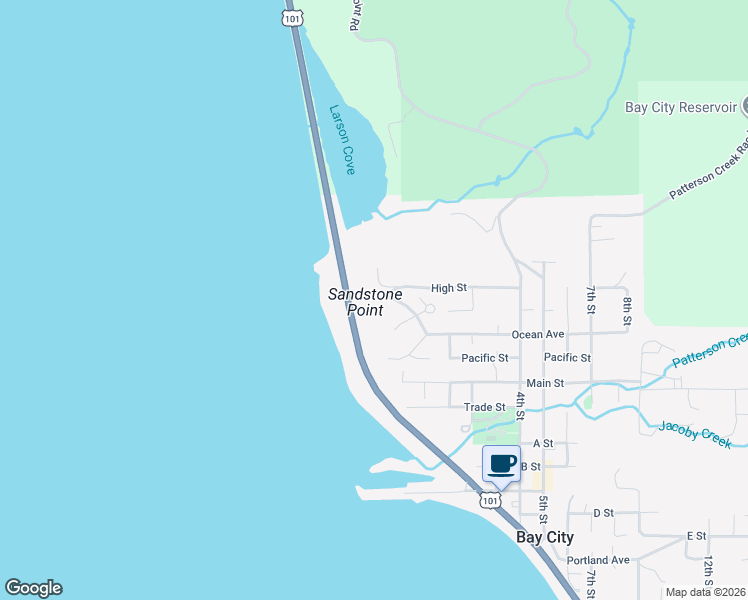 map of restaurants, bars, coffee shops, grocery stores, and more near 10150 Bay Street in Bay City