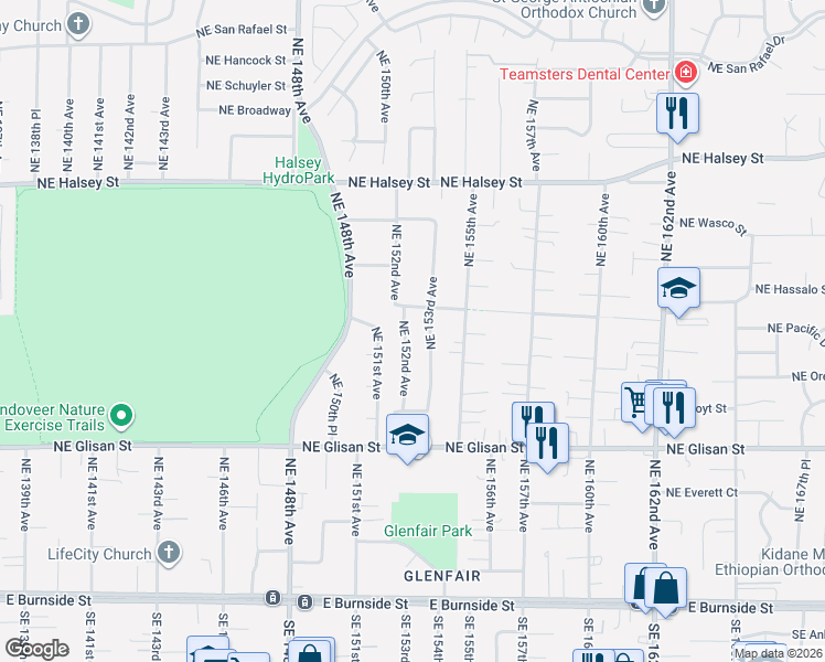 map of restaurants, bars, coffee shops, grocery stores, and more near 918 Northeast 152nd Avenue in Portland