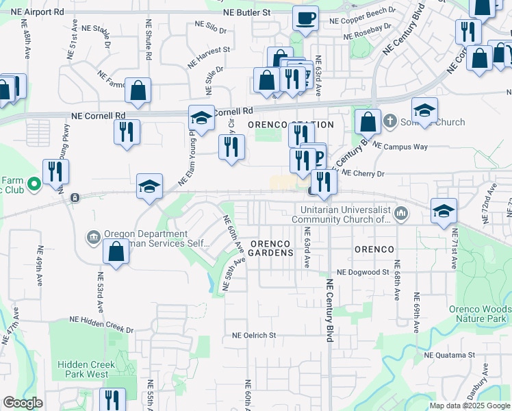 map of restaurants, bars, coffee shops, grocery stores, and more near 858 Northeast Caden Avenue in Hillsboro