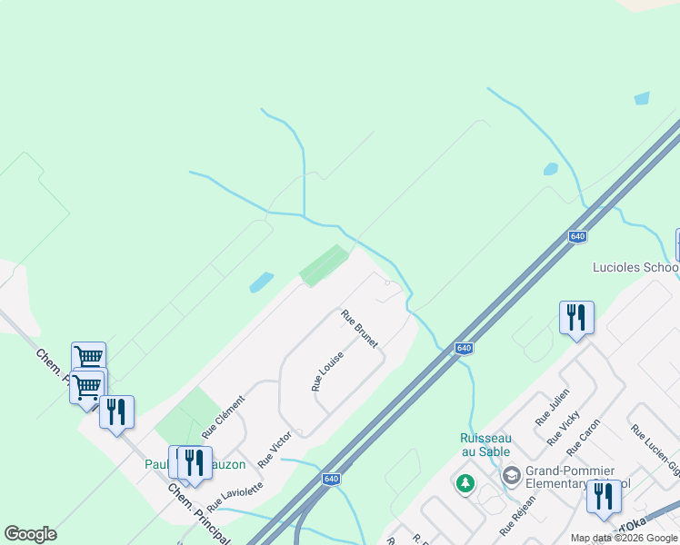 map of restaurants, bars, coffee shops, grocery stores, and more near 352 Rue du Parc in Saint-Joseph-du-Lac