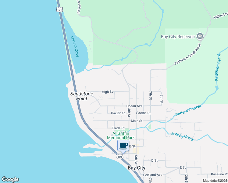 map of restaurants, bars, coffee shops, grocery stores, and more near 5395 High Street in Bay City