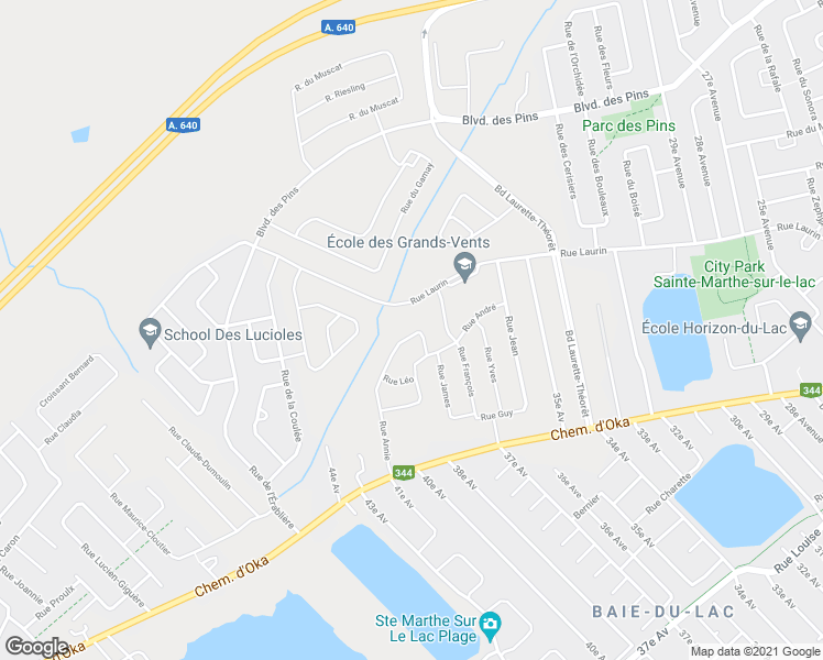 map of restaurants, bars, coffee shops, grocery stores, and more near 229 Rue Annie in Sainte-Marthe-sur-le-Lac