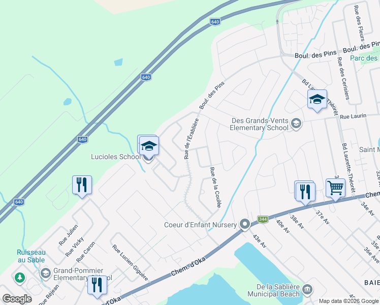 map of restaurants, bars, coffee shops, grocery stores, and more near 291 Rue de l'Érablière in Sainte-Marthe-sur-le-Lac