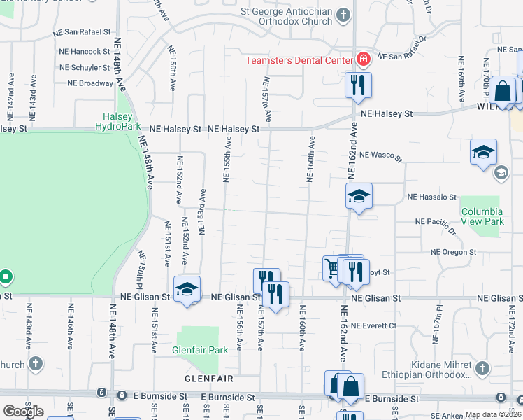 map of restaurants, bars, coffee shops, grocery stores, and more near 911 Northeast 157th Avenue in Portland