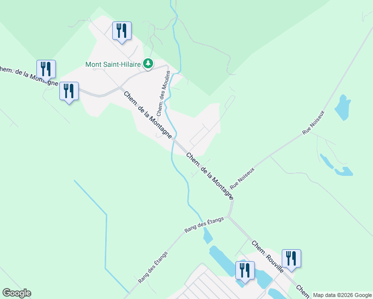 map of restaurants, bars, coffee shops, grocery stores, and more near 1201 Chemin de la Montagne in Mont-Saint-Hilaire
