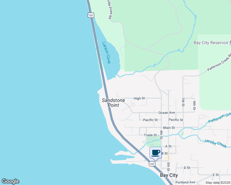 map of restaurants, bars, coffee shops, grocery stores, and more near 10150 Bay Street in Bay City