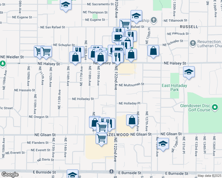 map of restaurants, bars, coffee shops, grocery stores, and more near in Portland