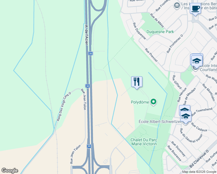 map of restaurants, bars, coffee shops, grocery stores, and more near 968 Rue Parent in Saint-Bruno-de-Montarville
