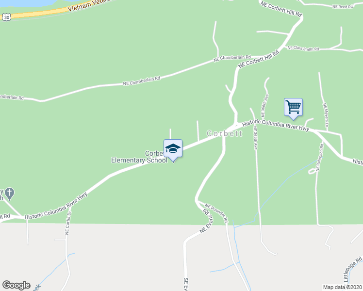 map of restaurants, bars, coffee shops, grocery stores, and more near 35821 Historic Columbia River Highway in Corbett