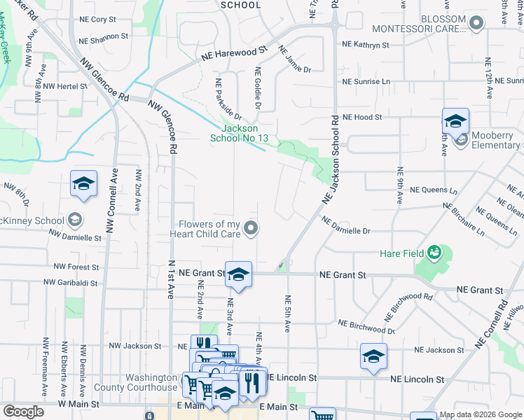 map of restaurants, bars, coffee shops, grocery stores, and more near 910 Northeast 4th Avenue in Hillsboro