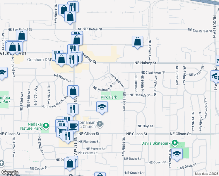 map of restaurants, bars, coffee shops, grocery stores, and more near 52 Northeast Multnomah Street in Portland