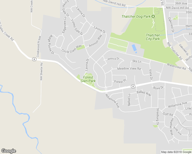 map of restaurants, bars, coffee shops, grocery stores, and more near 3012 Watercrest Road in Forest Grove