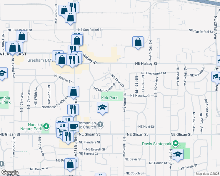 map of restaurants, bars, coffee shops, grocery stores, and more near 52 Northeast Multnomah Street in Portland