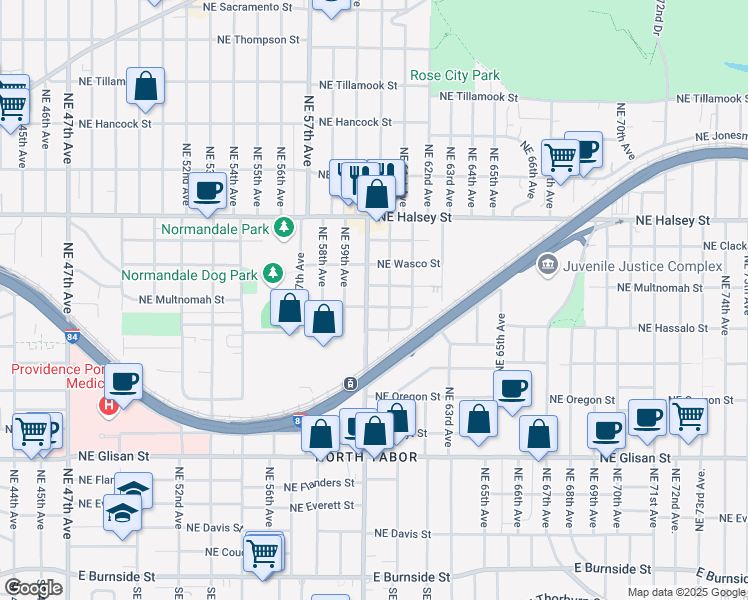map of restaurants, bars, coffee shops, grocery stores, and more near in Portland