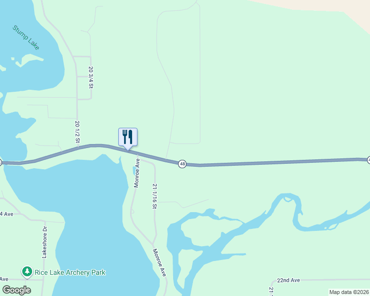 map of restaurants, bars, coffee shops, grocery stores, and more near 2259 21 1/4 Street in Rice Lake