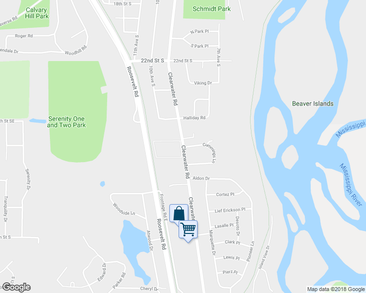 map of restaurants, bars, coffee shops, grocery stores, and more near 2505 Clearwater Road in St. Cloud