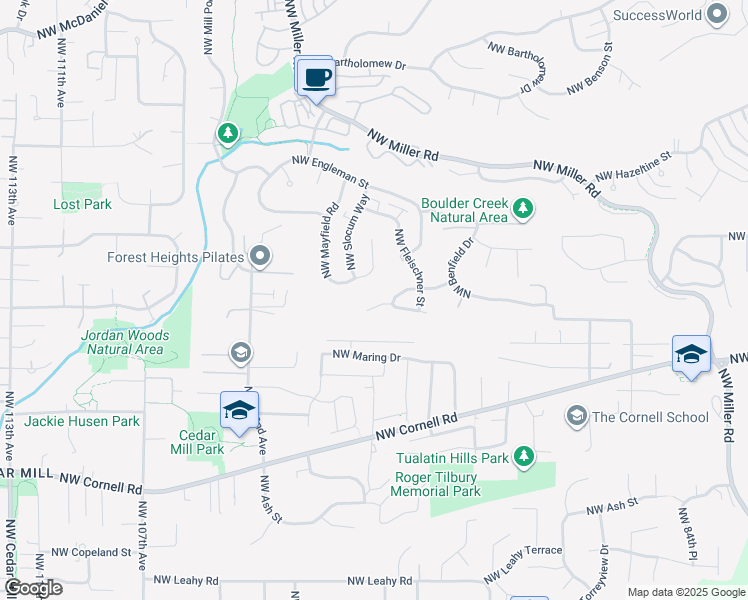 map of restaurants, bars, coffee shops, grocery stores, and more near 9700 Northwest Caxton Lane in Portland