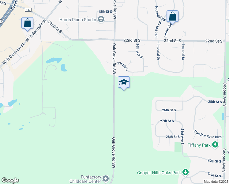map of restaurants, bars, coffee shops, grocery stores, and more near 2600 Co Road 136 in Saint Cloud