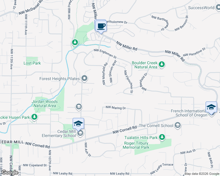 map of restaurants, bars, coffee shops, grocery stores, and more near 1250 Northwest Slocum Way in Portland