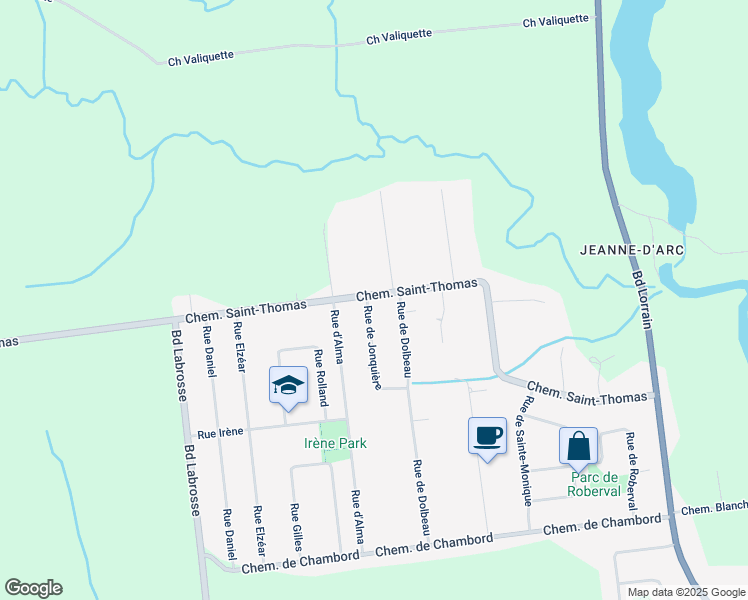 map of restaurants, bars, coffee shops, grocery stores, and more near 1468 Rue de Jonquière in Gatineau
