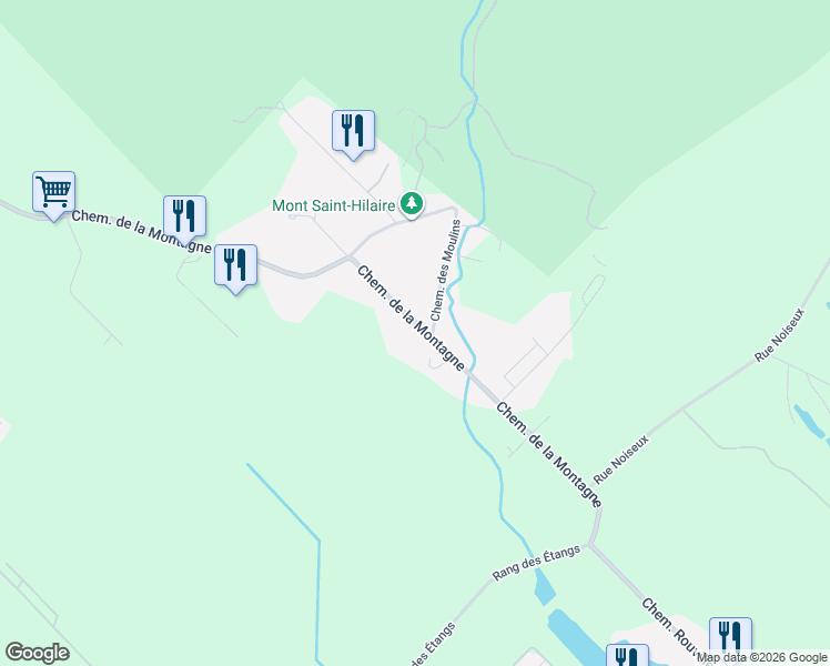 map of restaurants, bars, coffee shops, grocery stores, and more near 1152 Chemin de la Montagne in Mont-Saint-Hilaire