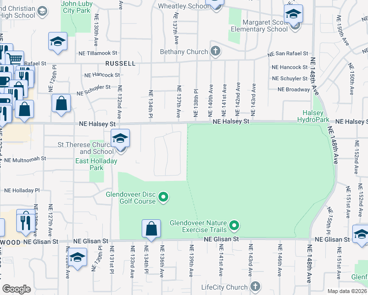 map of restaurants, bars, coffee shops, grocery stores, and more near 1314 Northeast 137th Avenue in Portland