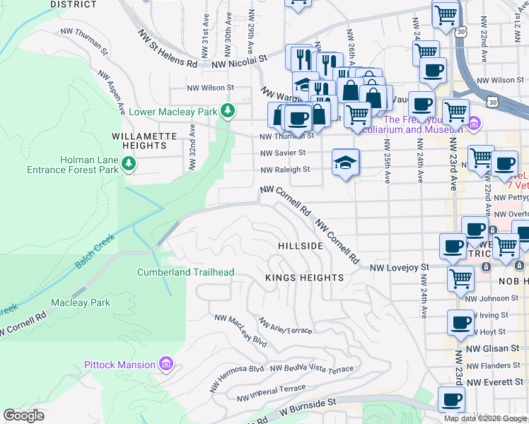 map of restaurants, bars, coffee shops, grocery stores, and more near in Portland