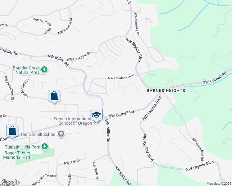 map of restaurants, bars, coffee shops, grocery stores, and more near 8210 Northwest Hawkins Boulevard in Portland