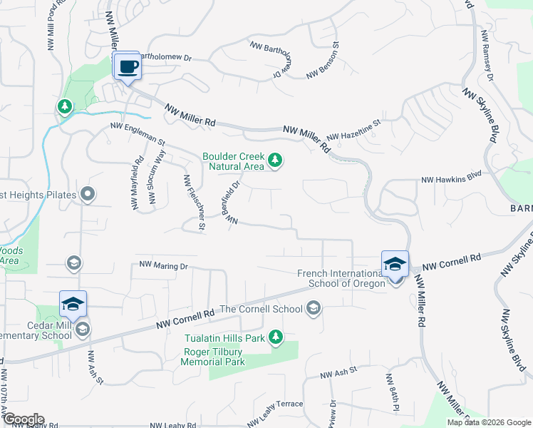 map of restaurants, bars, coffee shops, grocery stores, and more near 1828 Northwest 93rd Place in Portland