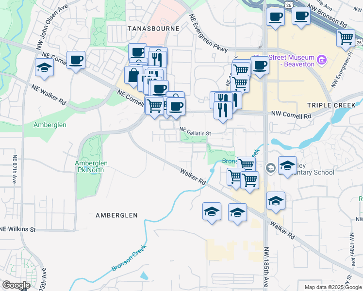 map of restaurants, bars, coffee shops, grocery stores, and more near 1856 Northeast 101st Avenue in Hillsboro