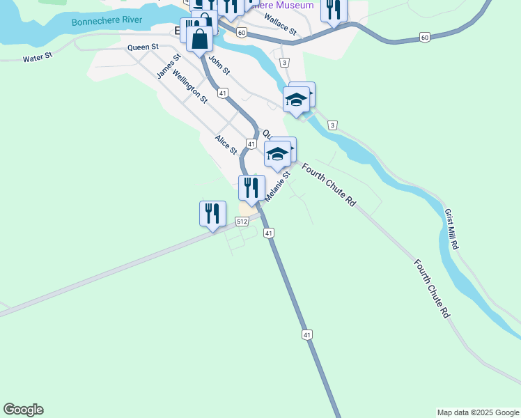 map of restaurants, bars, coffee shops, grocery stores, and more near in Renfrew County