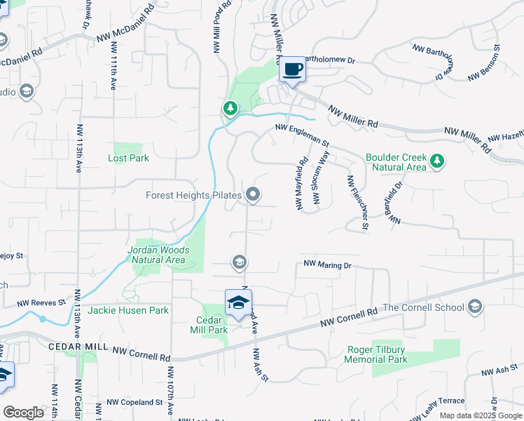 map of restaurants, bars, coffee shops, grocery stores, and more near 10156 Northwest Fleetwood Drive in Portland