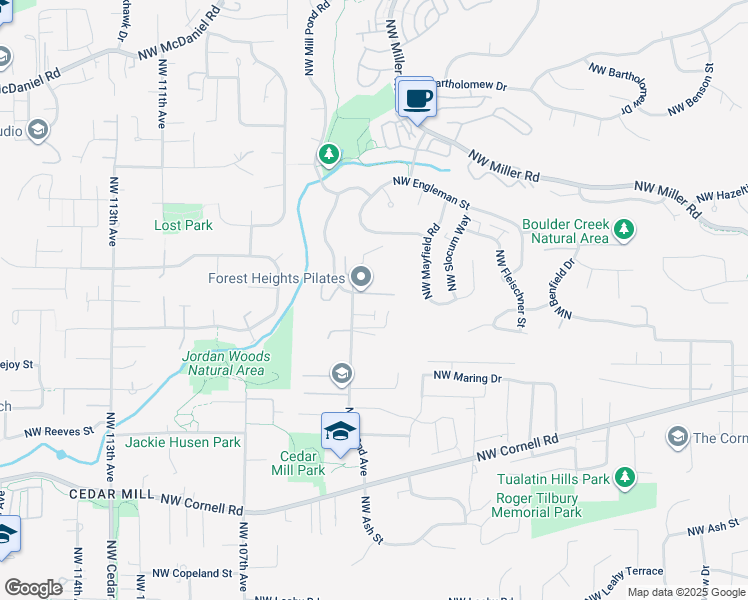 map of restaurants, bars, coffee shops, grocery stores, and more near 10156 Northwest Fleetwood Drive in Portland