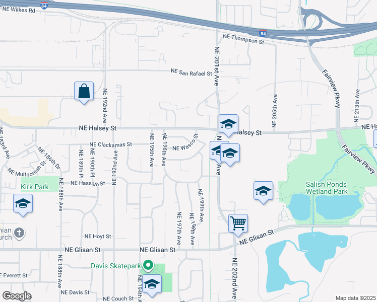 map of restaurants, bars, coffee shops, grocery stores, and more near 19847 Northeast Multnomah Street in Portland