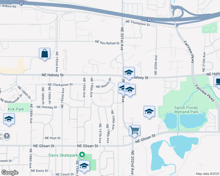 map of restaurants, bars, coffee shops, grocery stores, and more near 19847 Northeast Multnomah Street in Portland