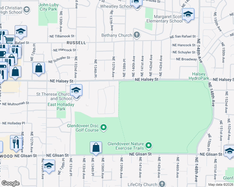 map of restaurants, bars, coffee shops, grocery stores, and more near 1314 Northeast 137th Avenue in Portland