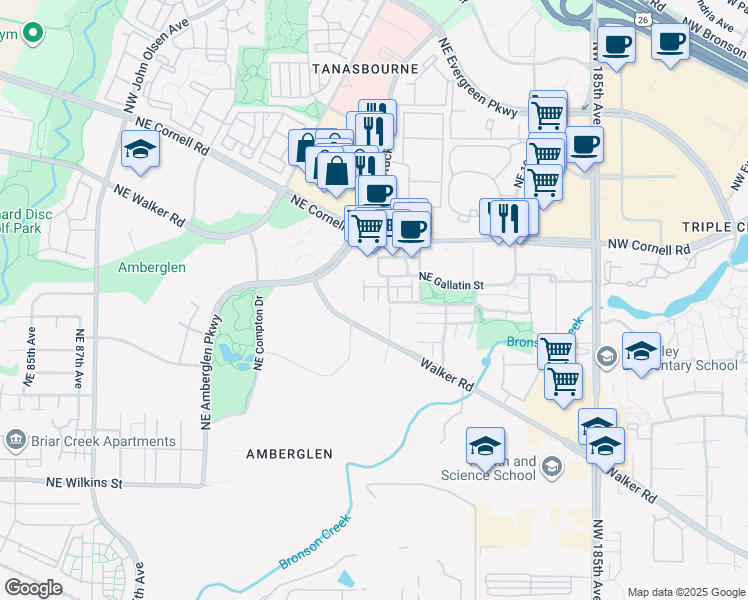 map of restaurants, bars, coffee shops, grocery stores, and more near 1819 Northeast 101st Avenue in Hillsboro