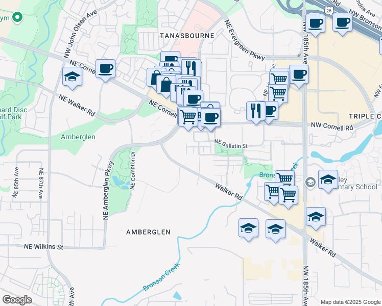 map of restaurants, bars, coffee shops, grocery stores, and more near 1819 Northeast 101st Avenue in Hillsboro