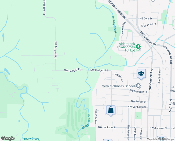 map of restaurants, bars, coffee shops, grocery stores, and more near 1200 Northwest Padgett Road in Hillsboro