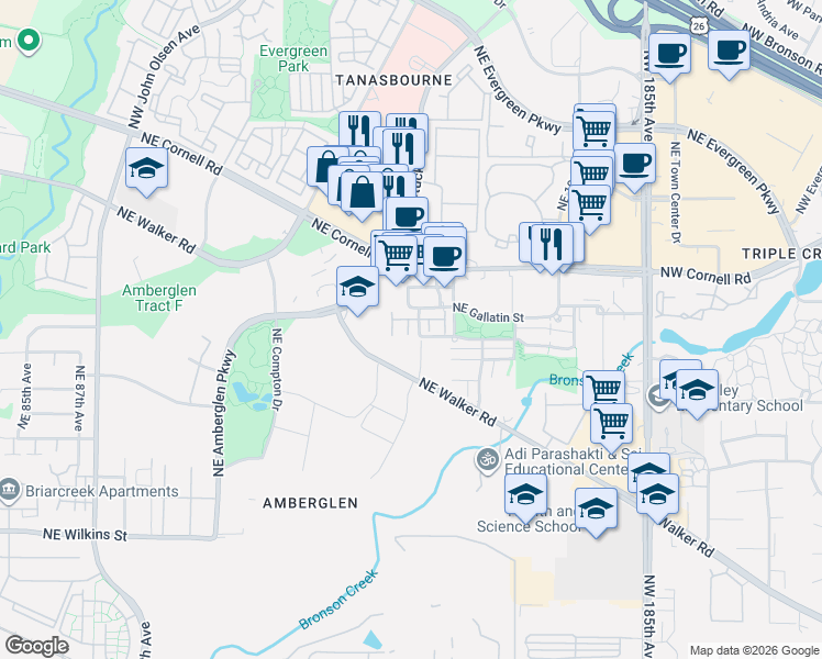 map of restaurants, bars, coffee shops, grocery stores, and more near 1807 Northeast 101st Avenue in Beaverton