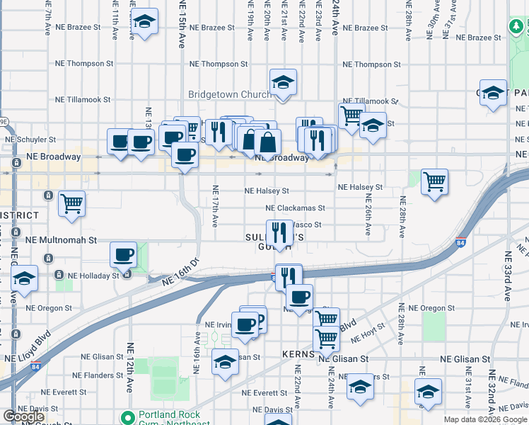 map of restaurants, bars, coffee shops, grocery stores, and more near in Portland