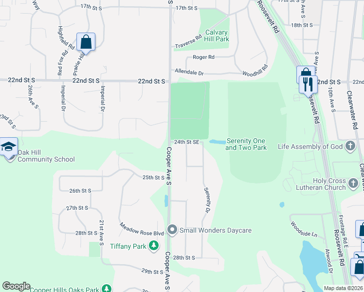 map of restaurants, bars, coffee shops, grocery stores, and more near 2416 Tranquility Drive in St. Cloud