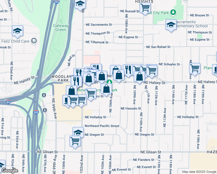 map of restaurants, bars, coffee shops, grocery stores, and more near in Portland