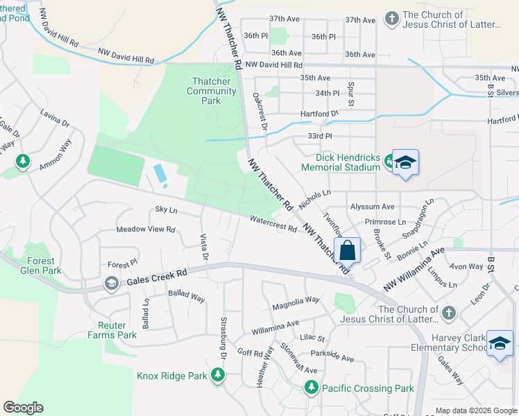 map of restaurants, bars, coffee shops, grocery stores, and more near 918 Rosebud Court in Forest Grove