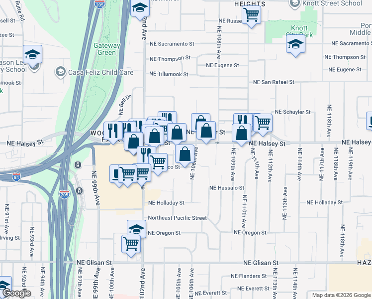 map of restaurants, bars, coffee shops, grocery stores, and more near in Portland